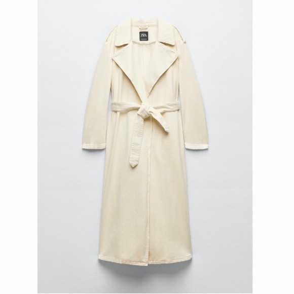 Zara Jackets & Blazers - ZARA BELTED COTTON TOPCOAT TRENCH COAT